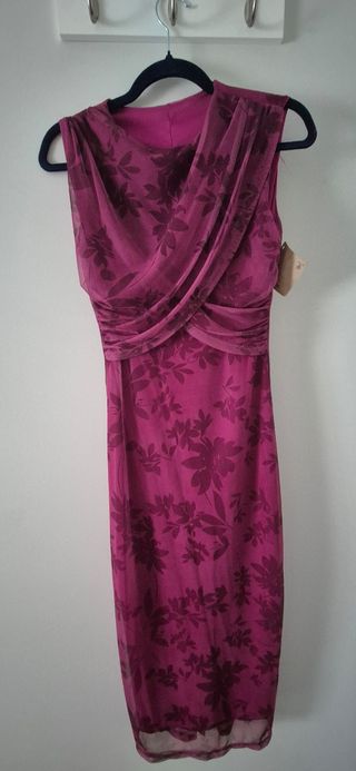 Vestido de fiesta buganvilla con capa de gasa