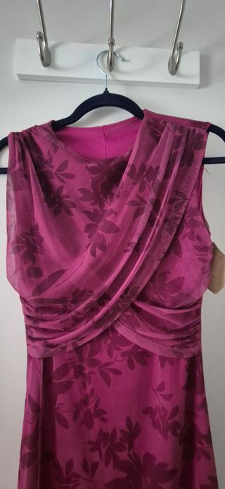 Vestido de fiesta buganvilla con capa de gasa