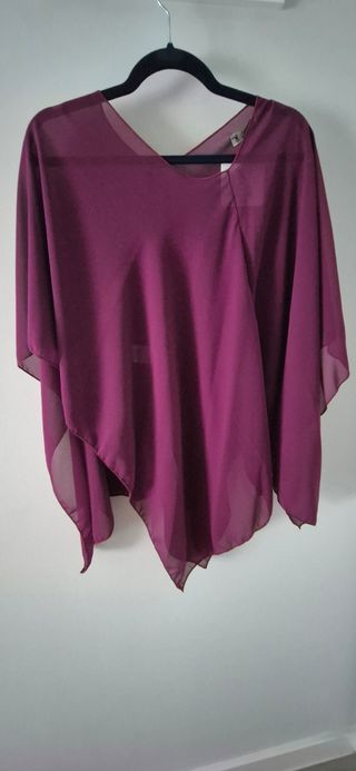 Vestido de fiesta buganvilla con capa de gasa