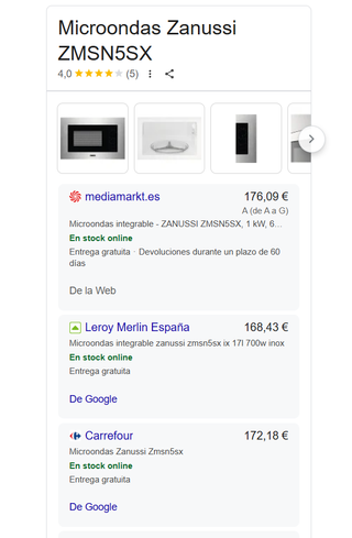 SOLO 5 USOS MICROONDAS INTEGRABLE ZANUSSI INOX