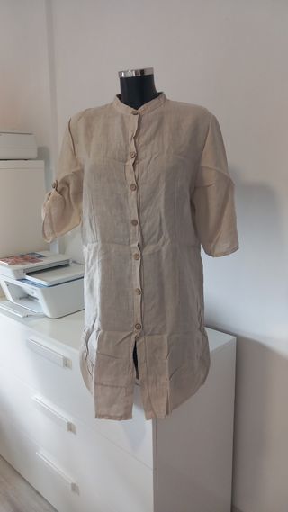 Camicia lino beige