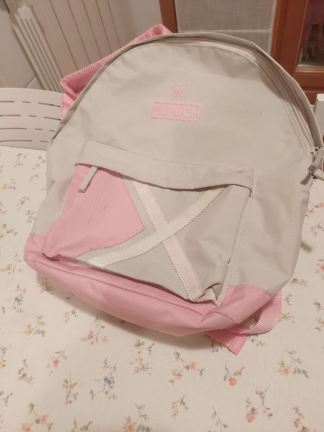 Mochila Munich niña beige-rosa
