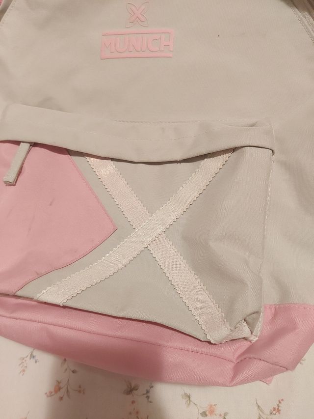 Mochila Munich niña beige-rosa