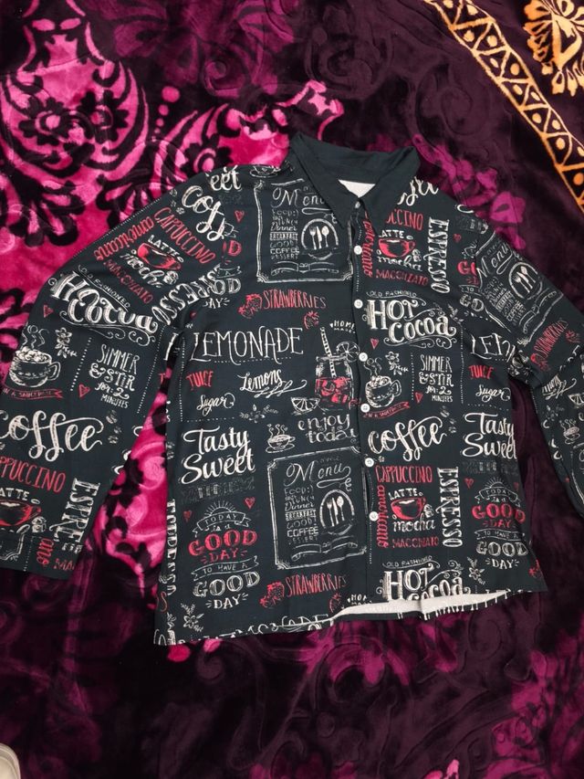 Camisa estampada motivos Cafetería - Talla XXL