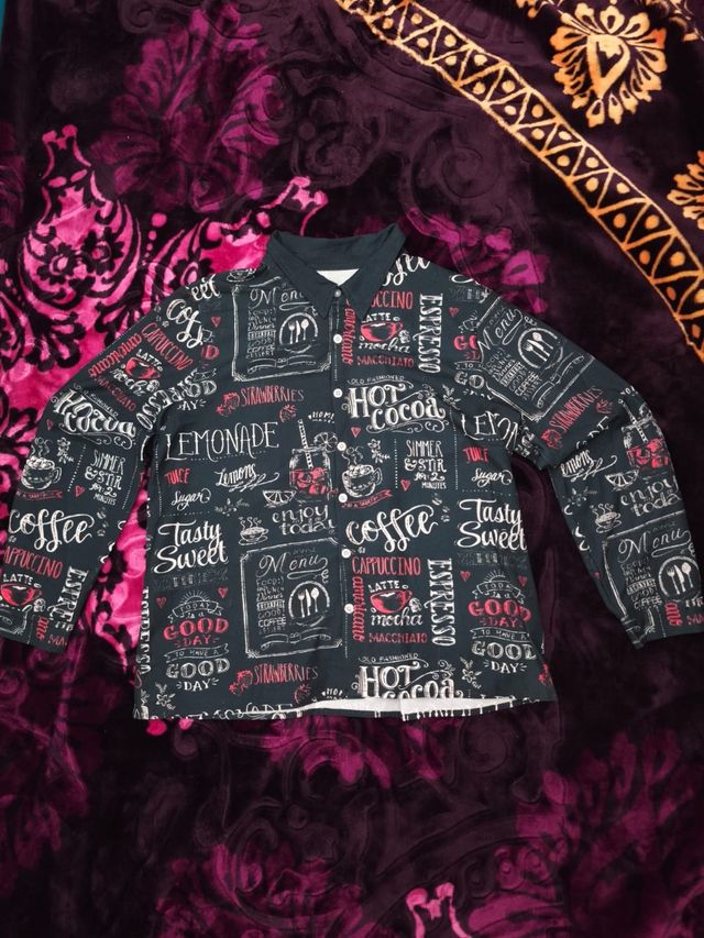 Camisa estampada motivos Cafetería - Talla XXL