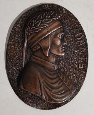 Medaglioni ovali in bronzo Dante e Beatrice 