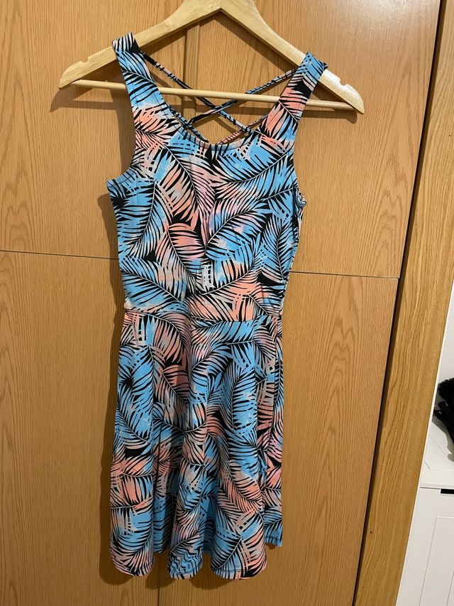 Vestido estampado flores - azul, rosa