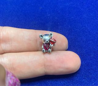 Charm Oso con Rosa y Corazón pulsera Pandora plata