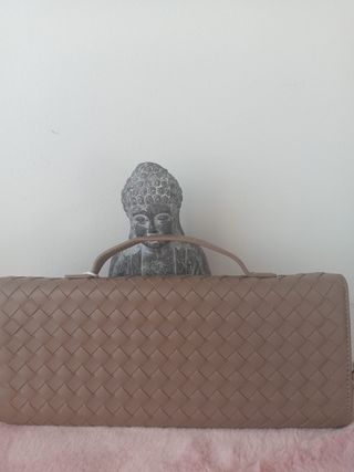Borsa a tracolla beige intrecciata