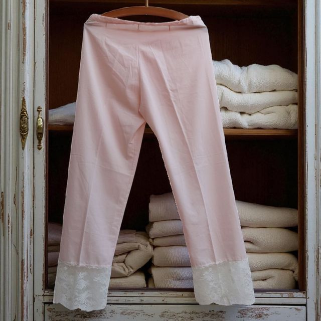 Pantalón lencero  pijama vintage Nina Ricci rosa 