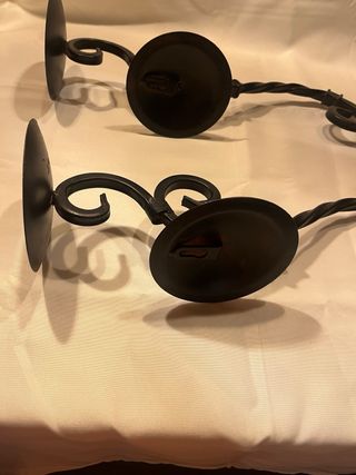 2 candelabros pared - forja metal