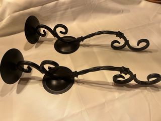2 candelabros pared - forja metal