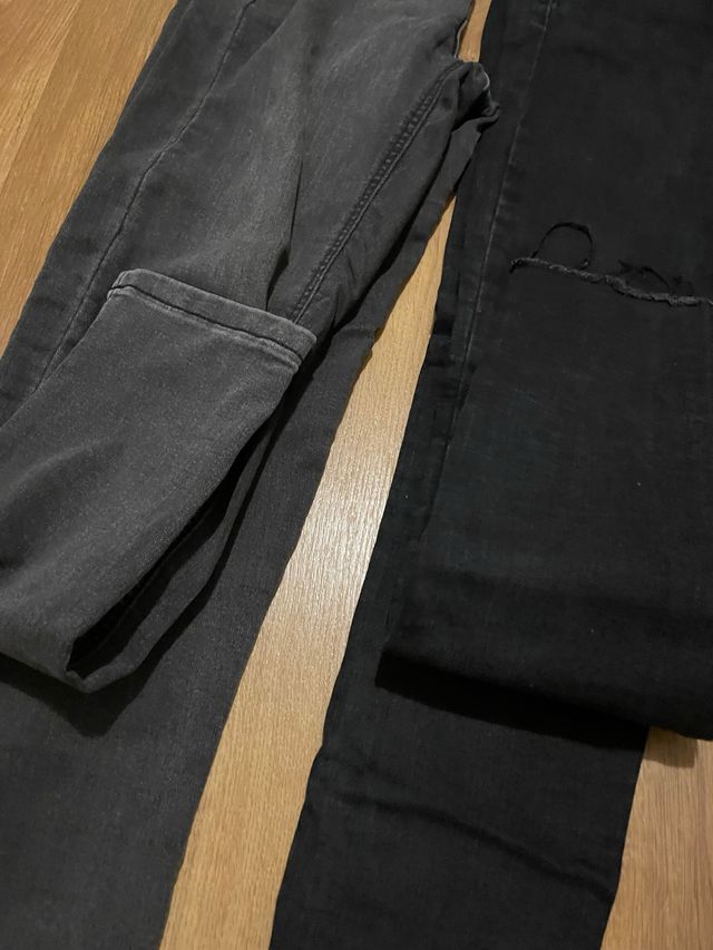 2 pantalones vaqueros - negro y gris