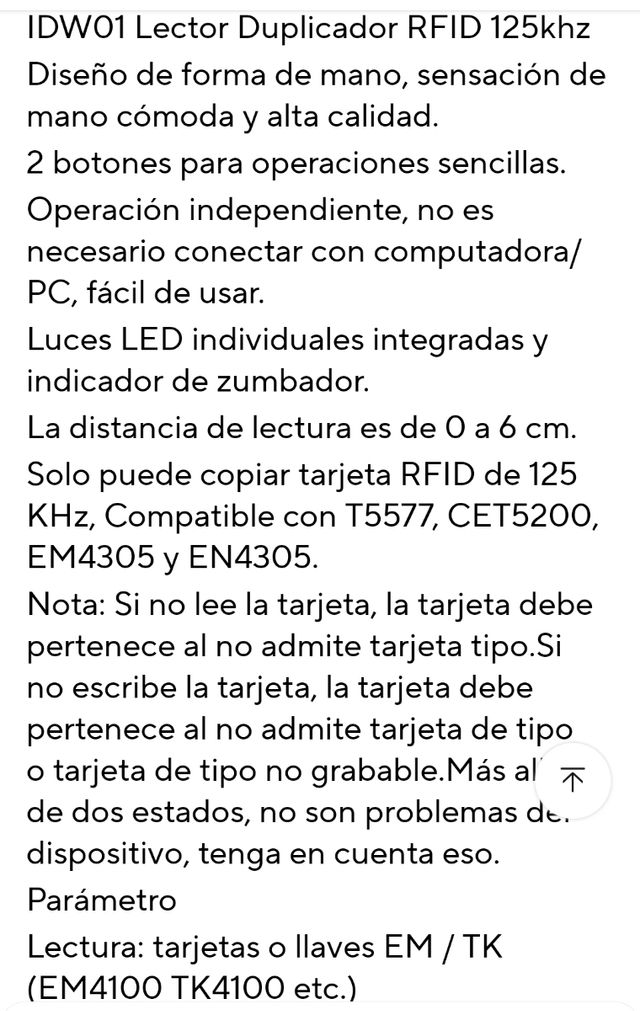 Lector/Copiador RFID Portátil + 150 tarjetas 
