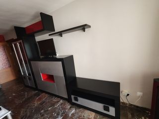 Mueble salón modular negro-rojo-plata