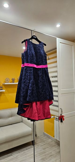 Vestido fiesta azul y rosa