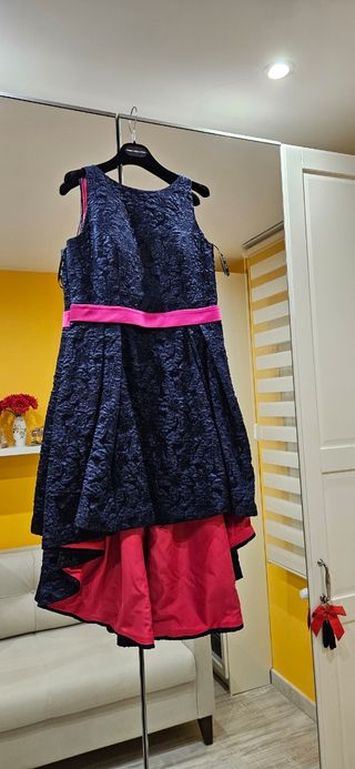 Vestido fiesta azul y rosa