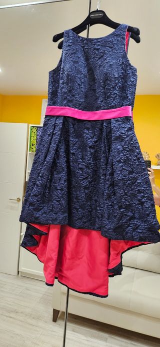 Vestido fiesta azul y rosa