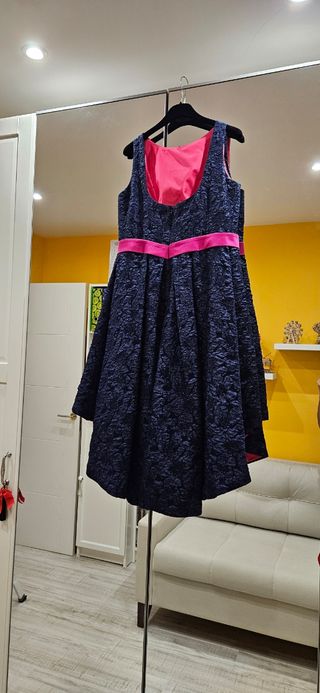 Vestido fiesta azul y rosa
