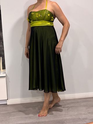 Vestido fiesta verde y negro