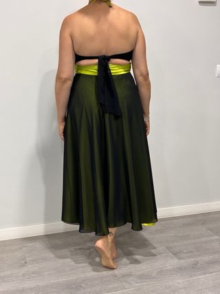 Vestido fiesta verde y negro