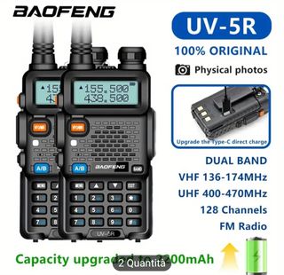 2X Radio Baofeng UV-5R Dual Band Nuove + Accessori