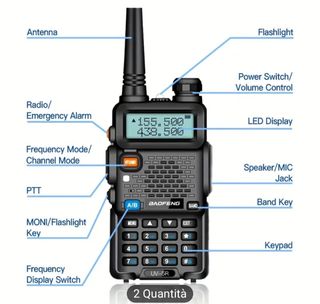 2X Radio Baofeng UV-5R Dual Band Nuove + Accessori