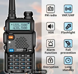 2X Radio Baofeng UV-5R Dual Band Nuove + Accessori