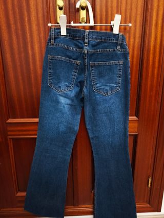 Pantalones campana tiro bajo - Azul