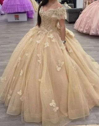 Vestido bella Quinceañera beige/dorado