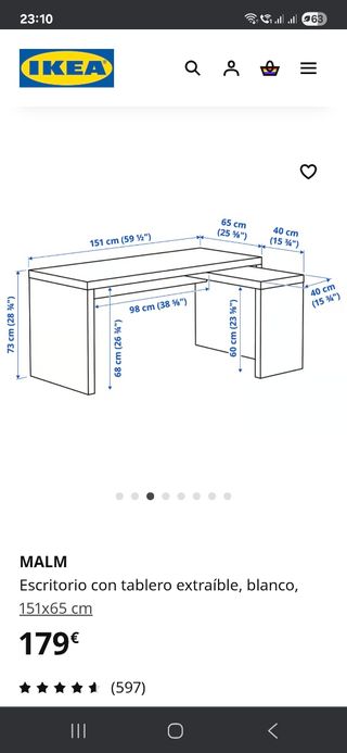 Mesa escritorio Ikea Malm haya