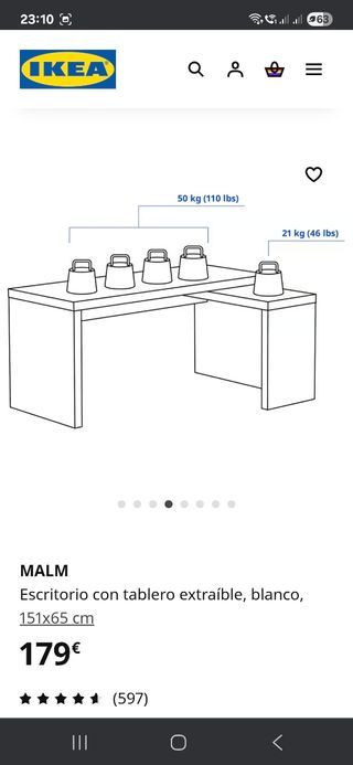 Mesa escritorio Ikea Malm haya