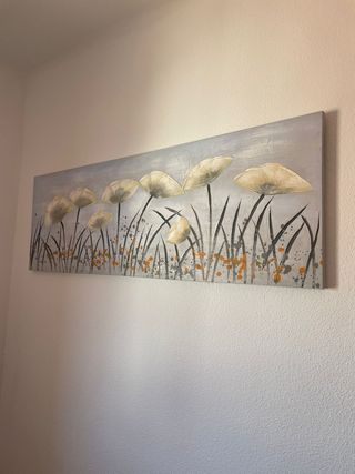 Cuadro flores - Gris y blanco