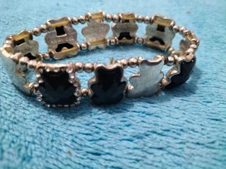 Pulsera osos plata negra