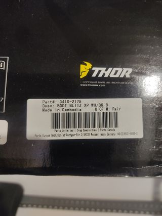 Botas Thor Blitz XP MX - Nuevas. Talla 9/43