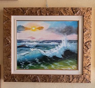 Quadro olio su tela, cornice oro