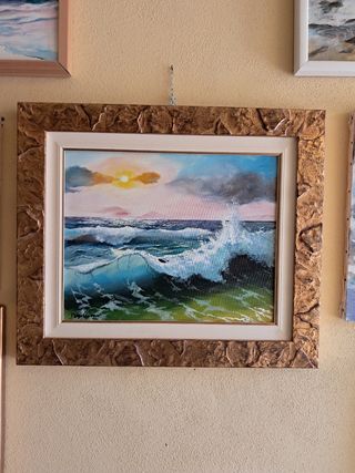 Quadro olio su tela, cornice oro
