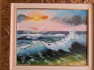 Quadro olio su tela, cornice oro