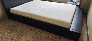 Cama matrimonio 135cm Madera lacada en negro