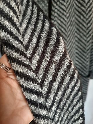 Abrigo Zara largo - Negro y Gris. Jaspeado espiga.