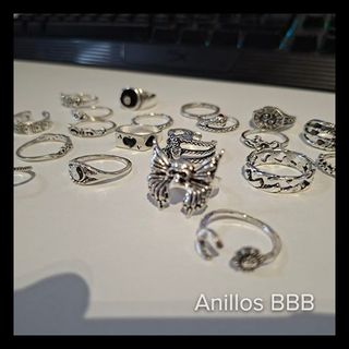 Lote de 21 Anillos de mujer - Plata Vintage nuevos
