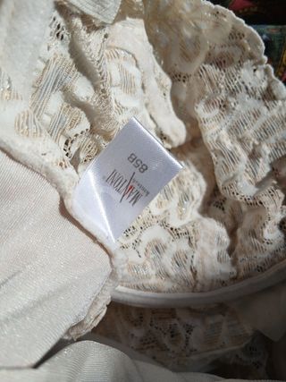 Top body pizzo beige e bianco