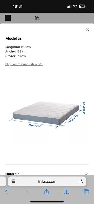 Cama IKEA 135cm - Estructura + colchón