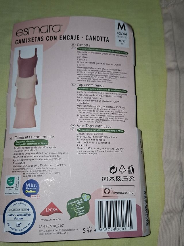 Camisetas Esmara con encaje T-M 42