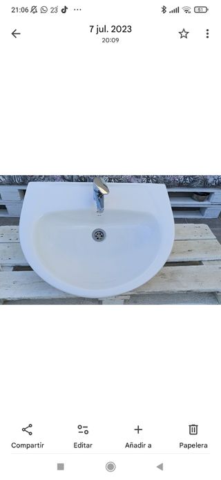 Lavabo porcelana blanco + grifo monomando