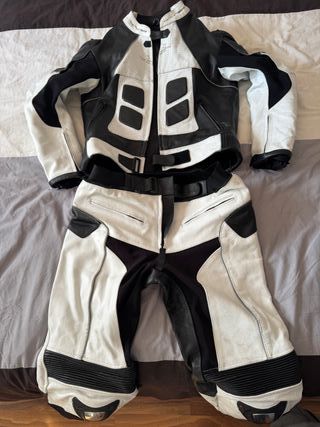 Traje moto piel bicolor L-M