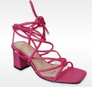 Sandalias tacón rosa | tiras