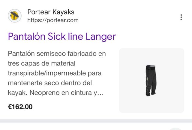 Pantalón semiseco Kayak langer sick line xl nuevo