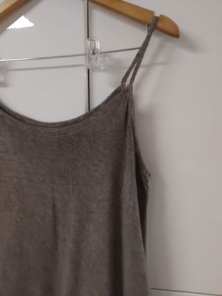 Camiseta tirantes encaje marrón talla S
