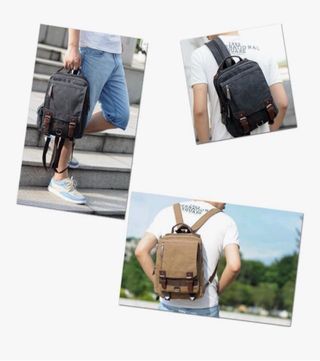 Mochila Vintage color kaki. Hombre o mujer